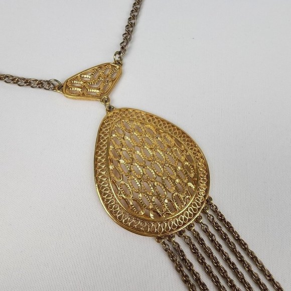 Vintage Vendome Gold Necklace with Fringe - Picture 3 of 9